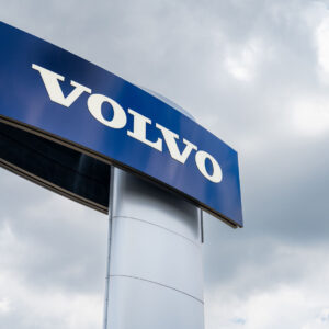 The Volvo logo is displayed at the Volvo Cars of Austin dealership on Sept. 4, 2024, in Austin, Texas. (Brandon Bell/Getty Images/TNS)